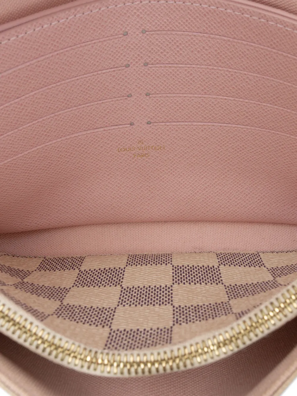 Pre-owned Louis Vuitton 2018 Damier Azur Pochette Felicie Crossbody Bag In White