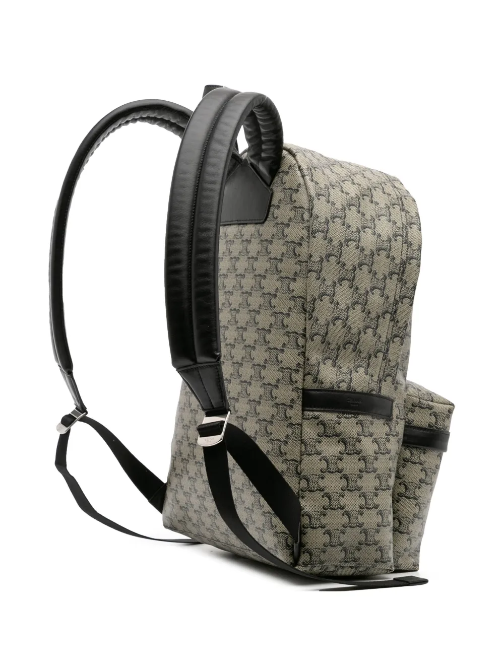 Pre-owned Celine 2024 Medium Triomphe Coated Canvas Backpack In Brown