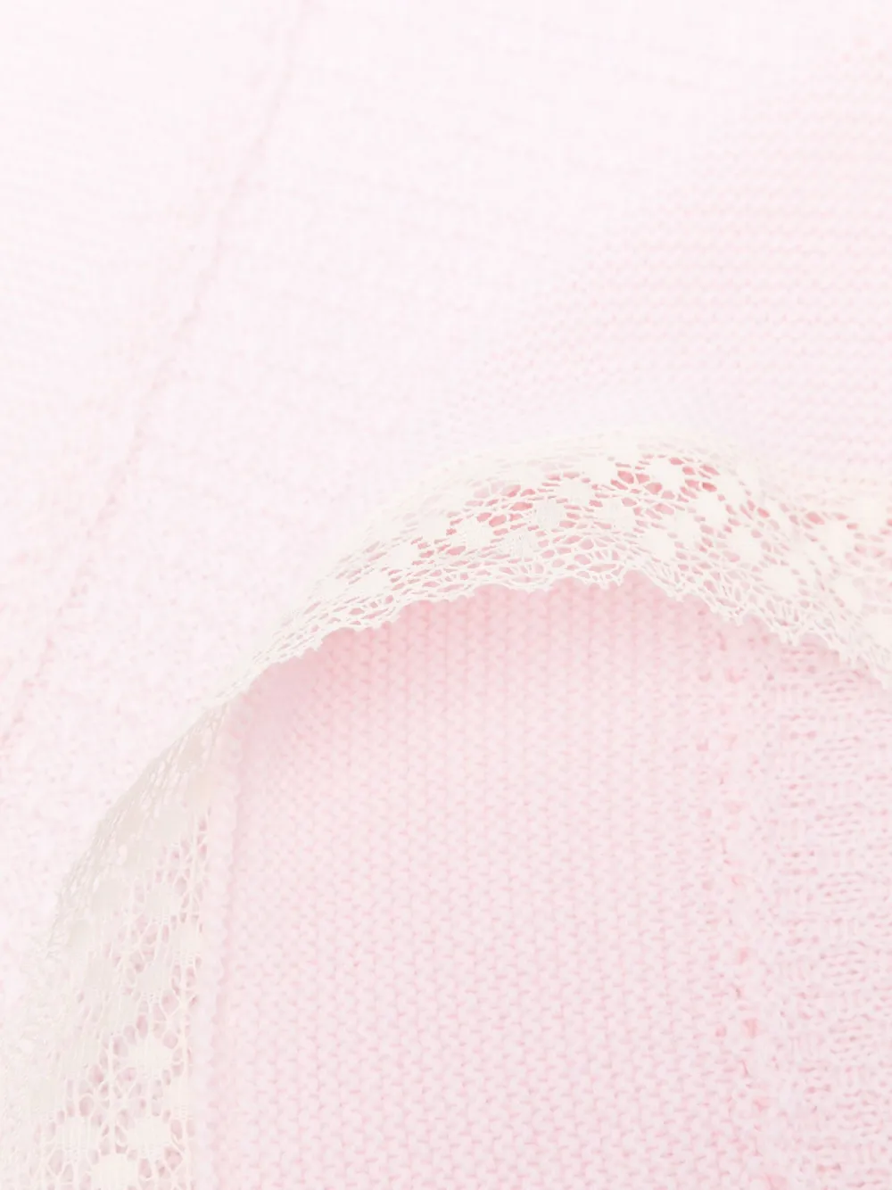Paz Rodriguez Lace-trimmed Knitted Blanket In Pink