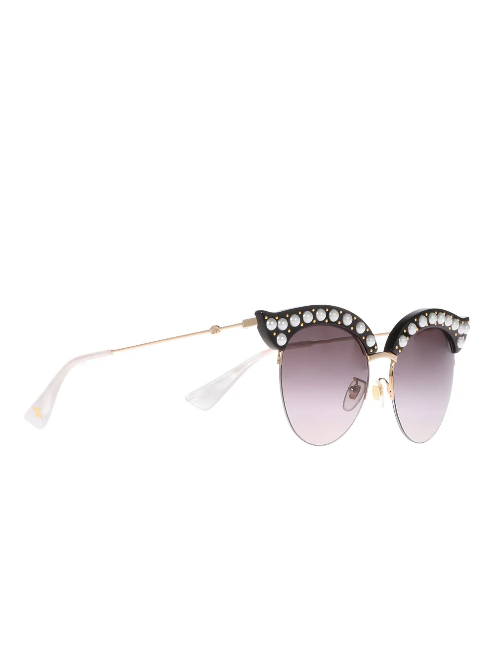 Gucci pearl-embellished cat-eye sunglasses - Zwart