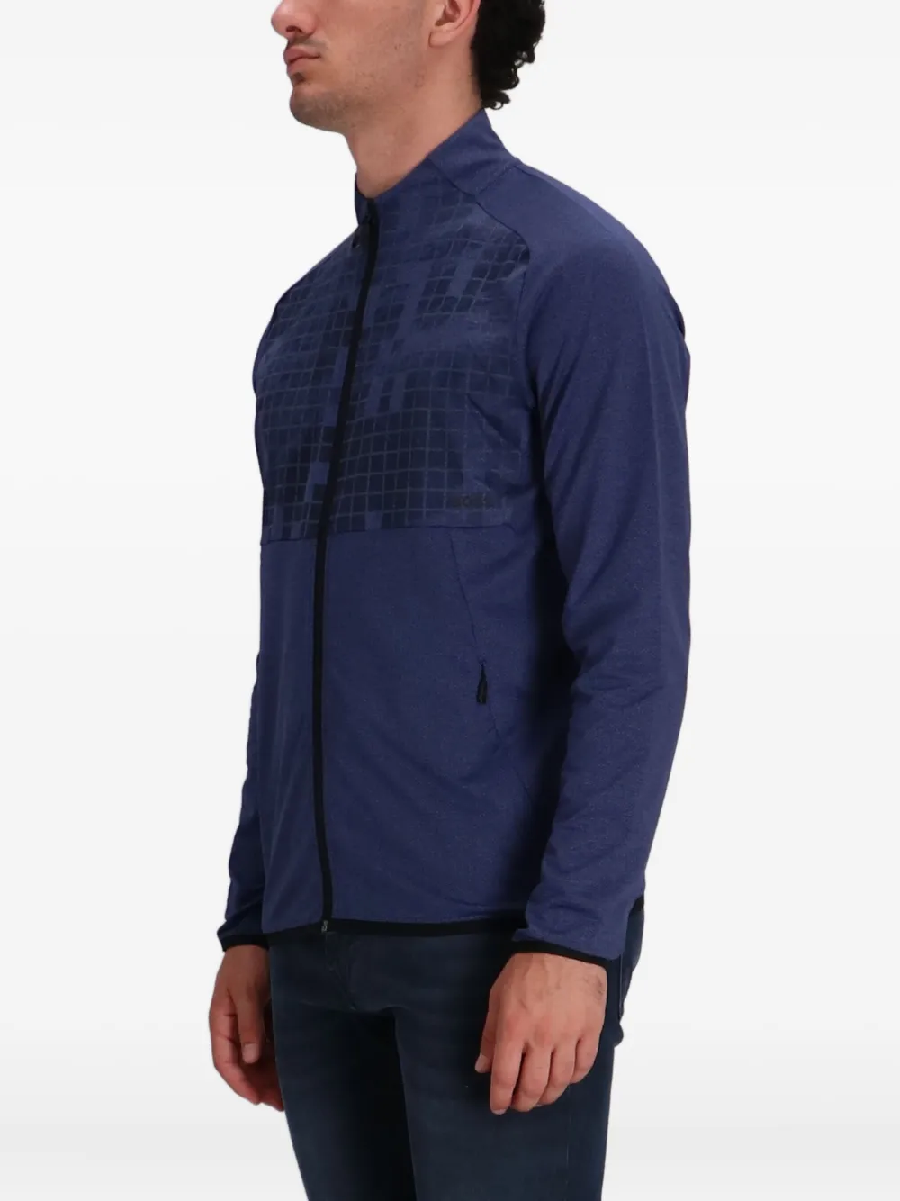 Hugo Boss Geometrisch Gemustertes Sweatshirt Mit Reissverschluss In Blue