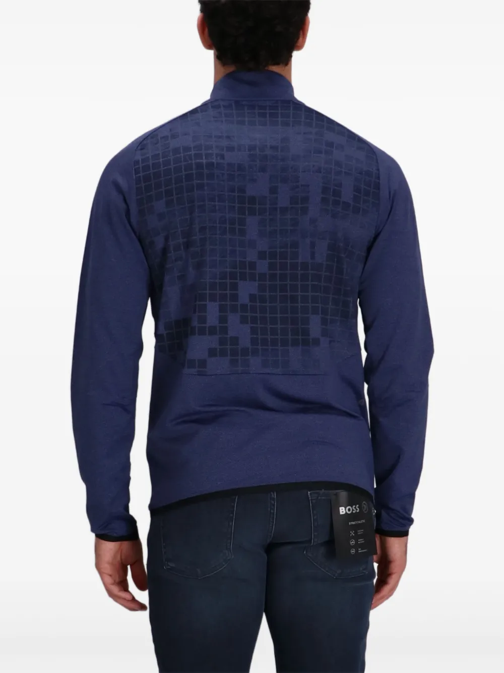 Hugo Boss Geometrisch Gemustertes Sweatshirt Mit Reissverschluss In Blue