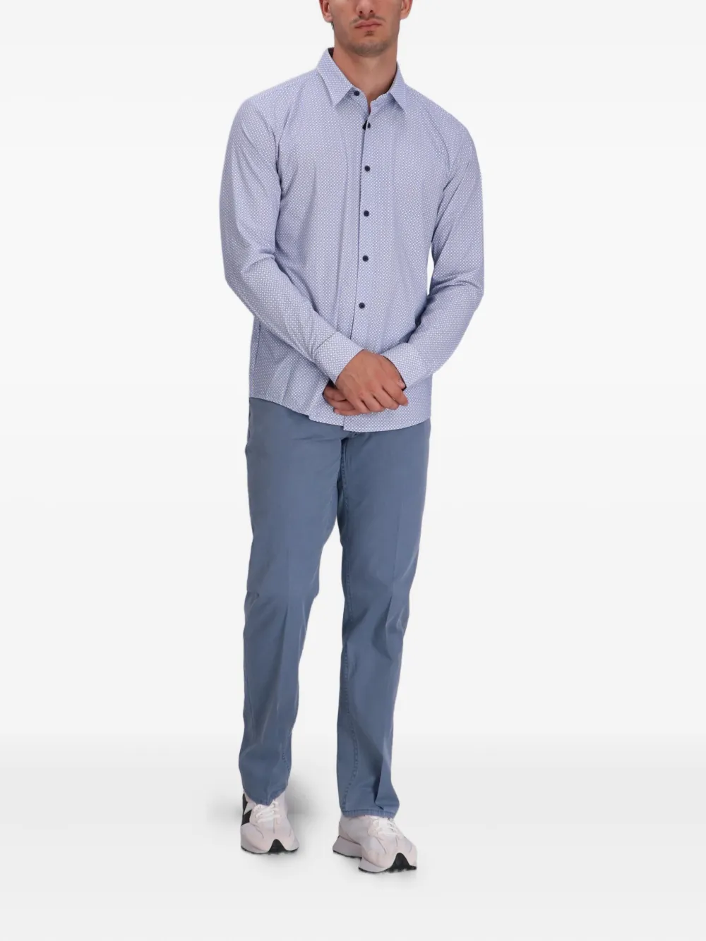 BOSS Overhemd met geometrische print - Blauw