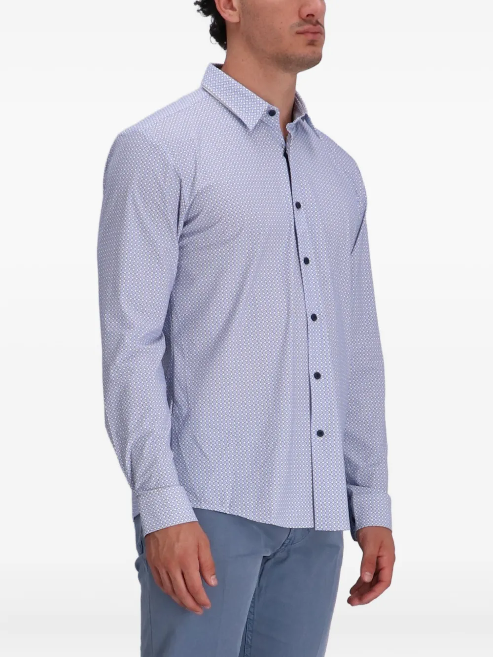 BOSS Overhemd met geometrische print Blauw