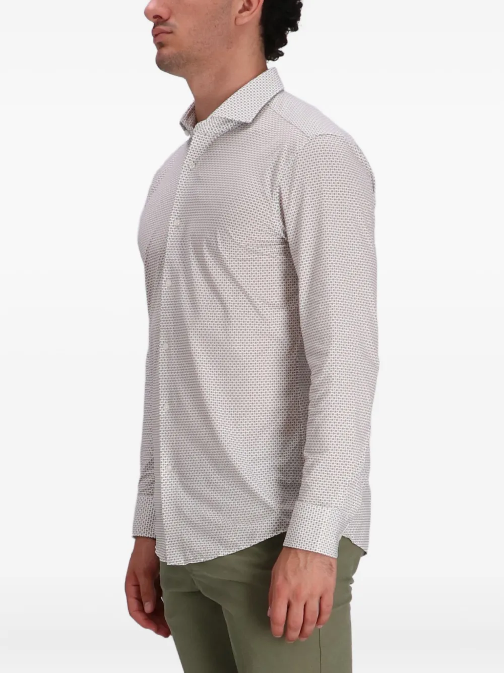 BOSS Katoenen overhemd met print Beige