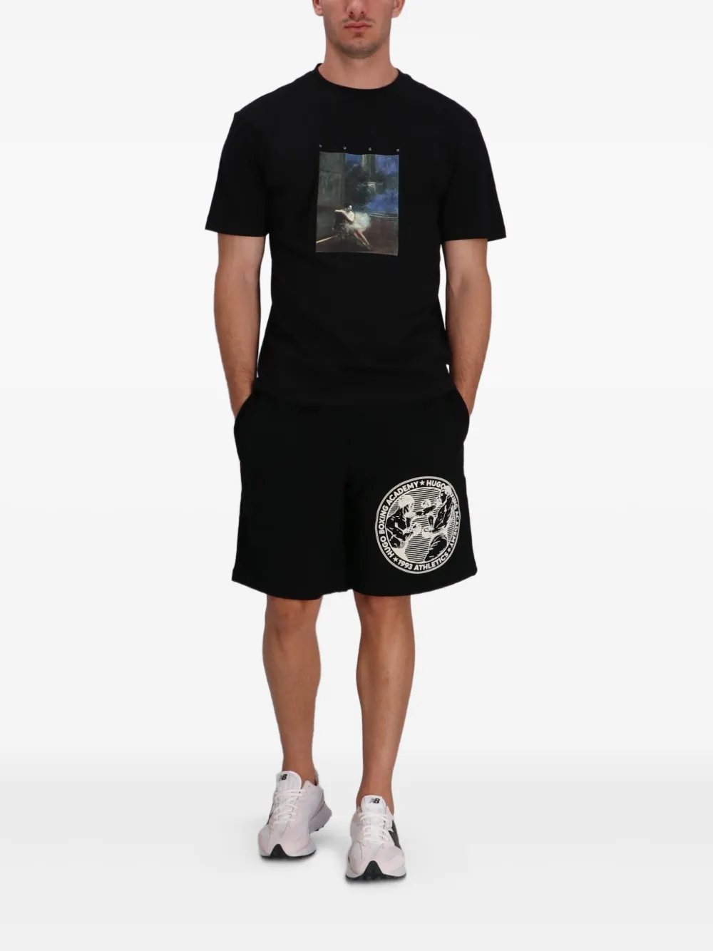 HUGO x Apoh katoenen T-shirt met ballerina-print - Zwart