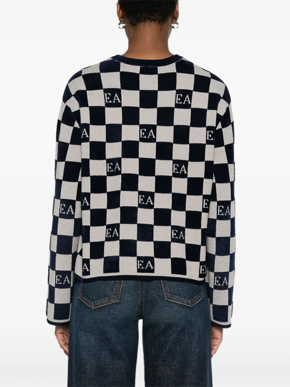 Emporio Armani Geruite trui met logo Wit