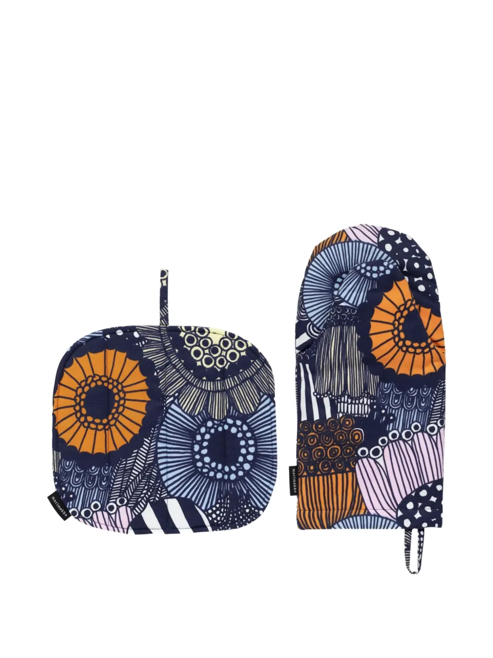 Marimekko floral-print oven glove set - ブルー Marimekko floral-print oven glove set - ブルー