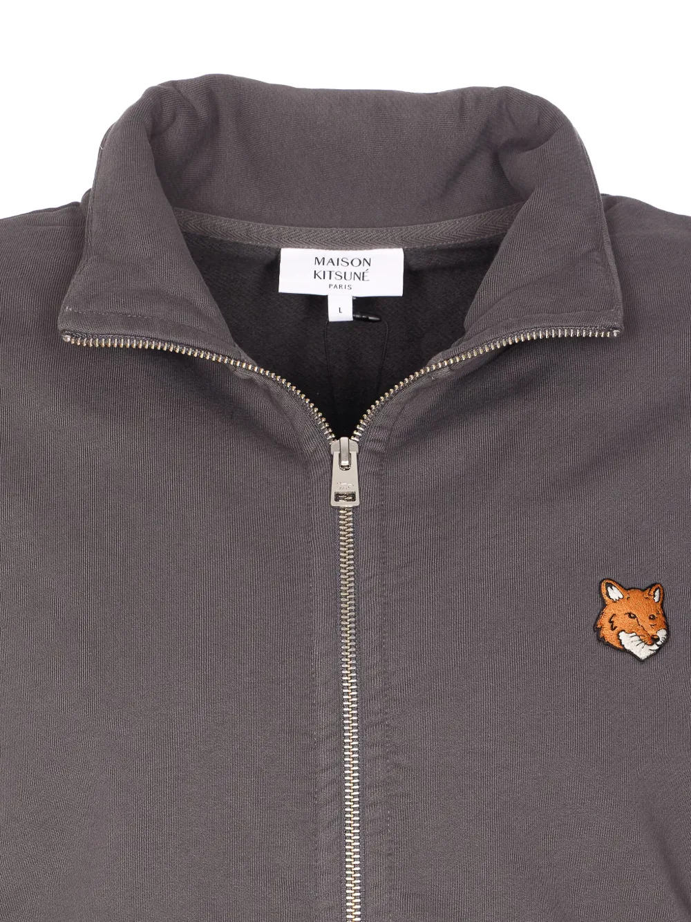 Maison Kitsuné Sweater met vossenkop en rits Grijs