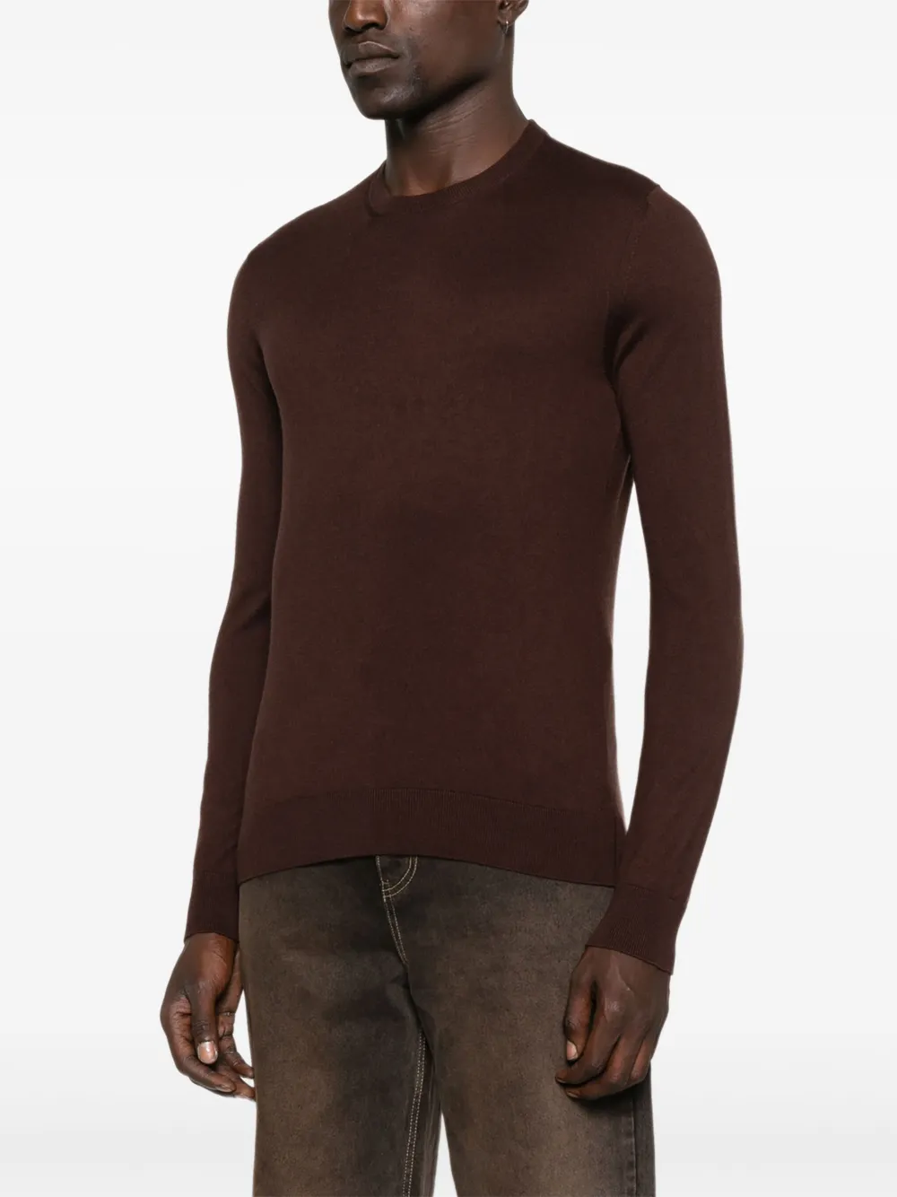 Alpha Studio Crew-neck Sweater In Burgundy