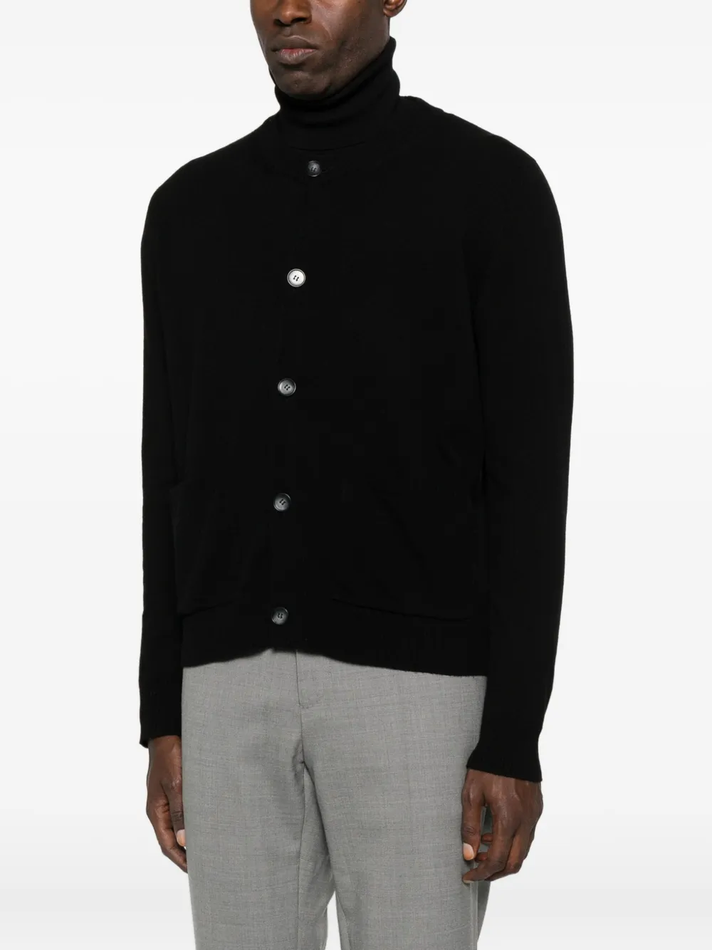Alpha Studio Long-sleeved Buttoned Cardigan In Black