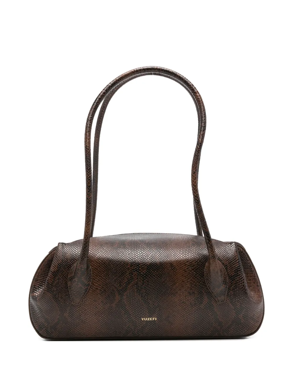 Yuzefi Debossed-snakeskin Shoulder Bag In Brown