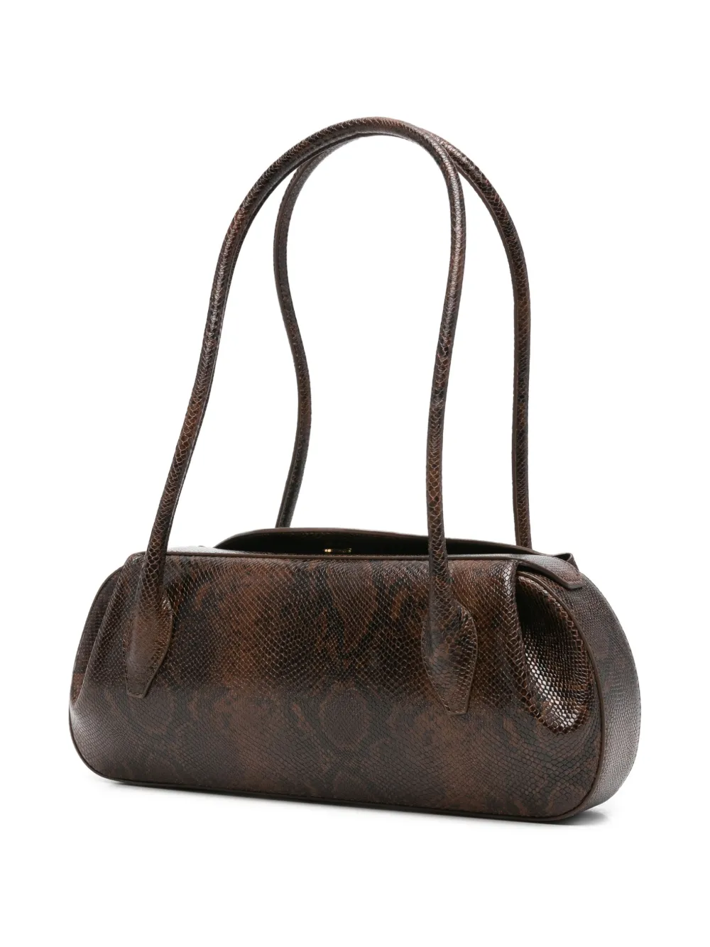 Yuzefi Schoudertas met slangen-reliëf Bruin