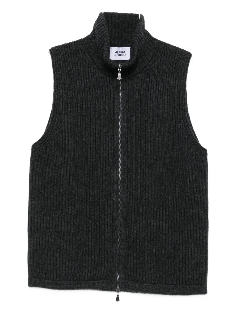 ALPHA STUDIO zip-up sleeveless cardigan | Grey | Image 1