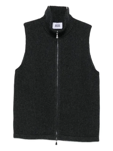 ALPHA STUDIO zip-up sleeveless cardigan
