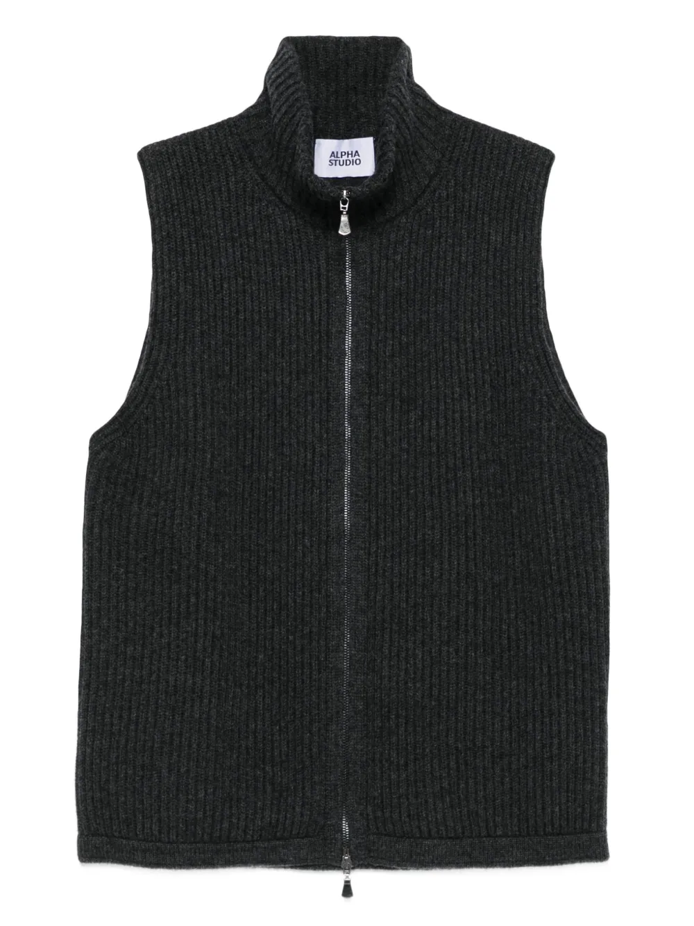 ALPHA STUDIO zip-up sleeveless cardigan | Grey | Image 1