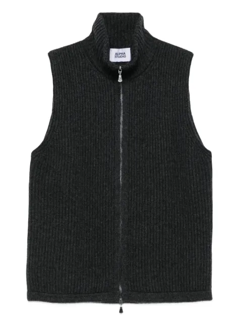 ALPHA STUDIO zip-up sleeveless cardigan