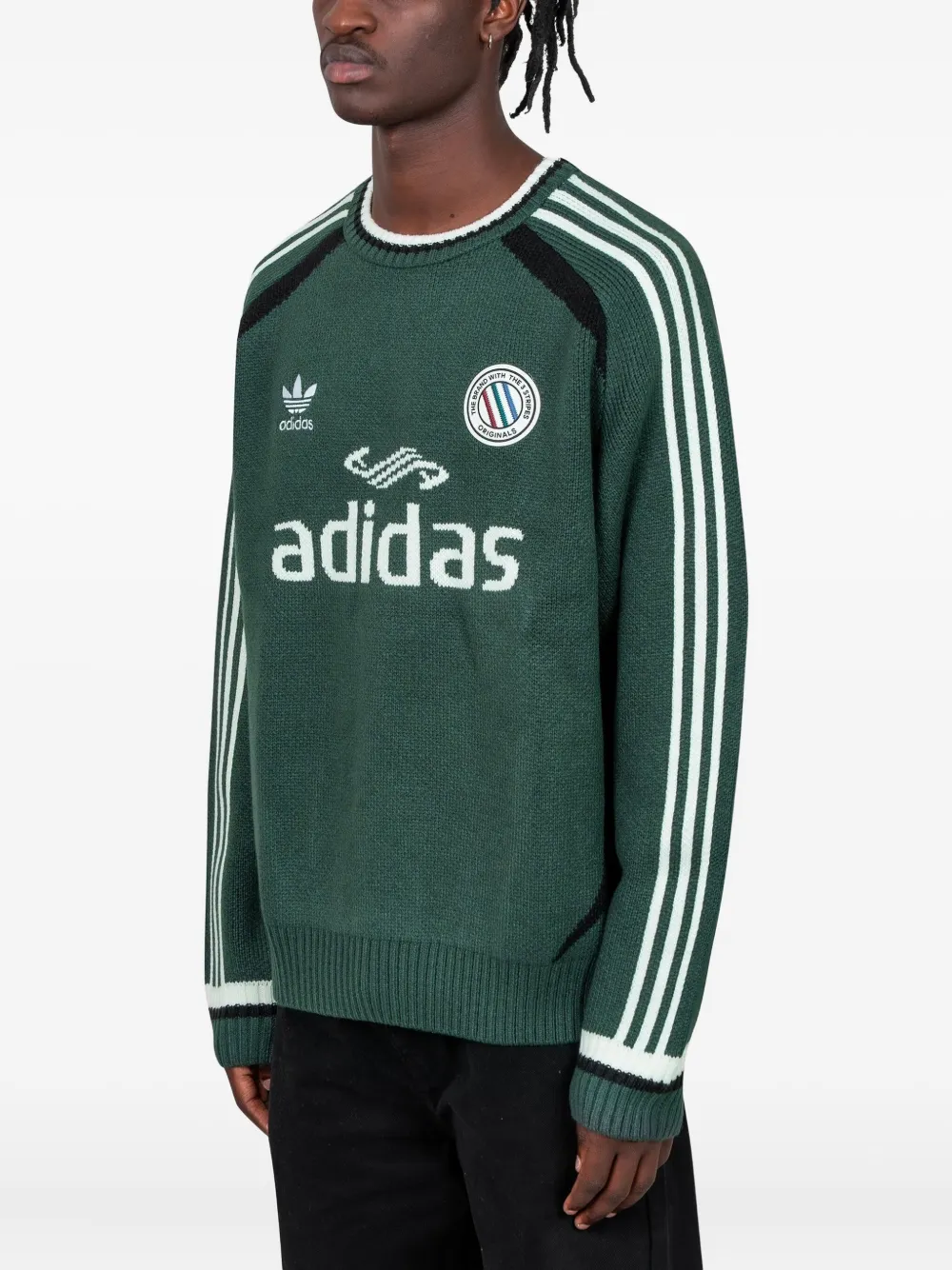 Adidas striped long-sleeved sweater - Groen