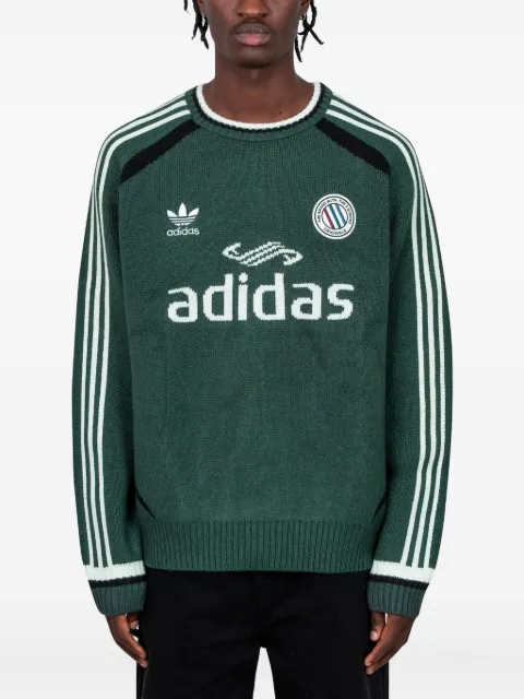 adidas striped long-sleeved sweater