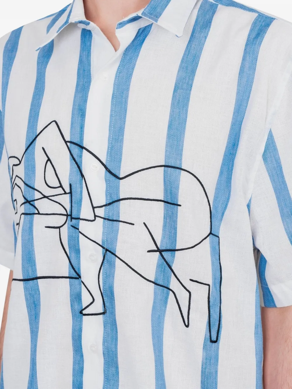 BY PARRA Gestreept overhemd met korte mouwen Wit