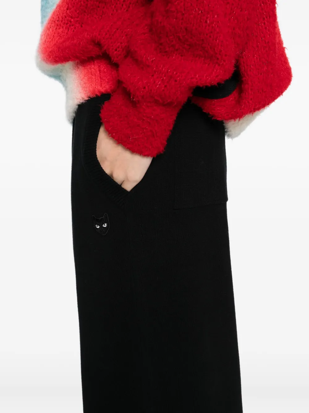 SONGZIO Broek met geborduurde panter Zwart