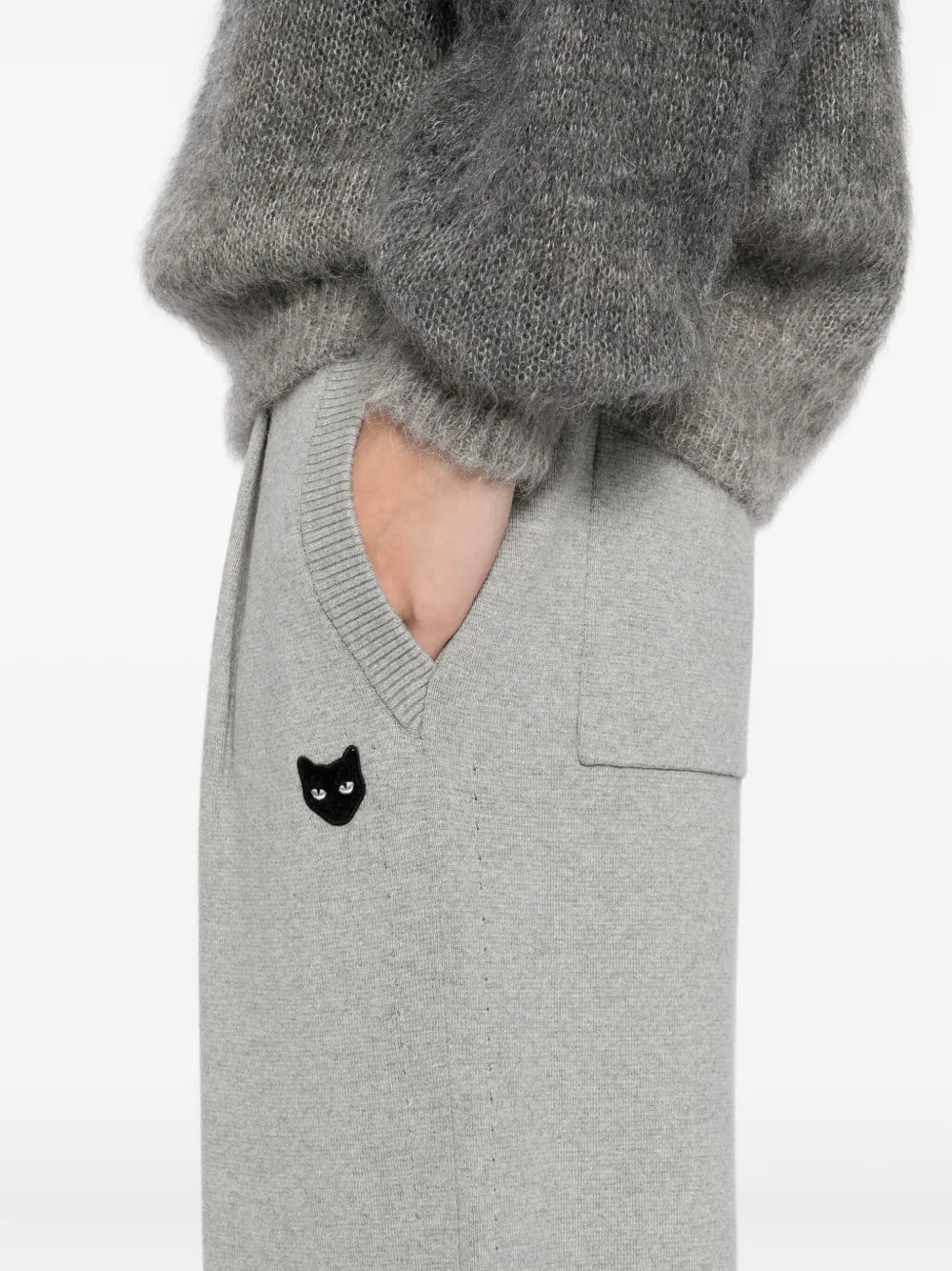 SONGZIO Broek met geborduurde panter Grijs