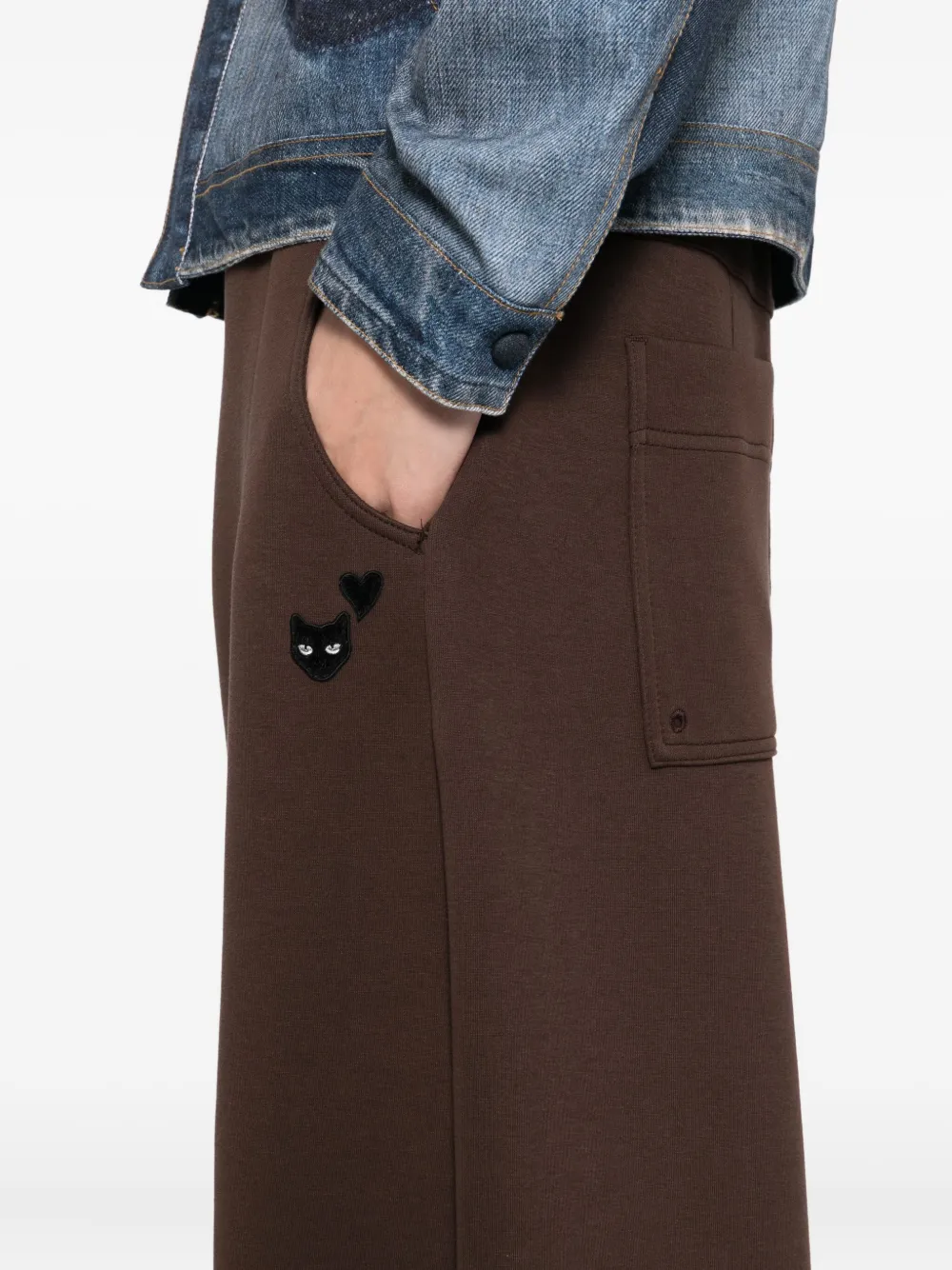 SONGZIO Broek met geborduurde panter Bruin