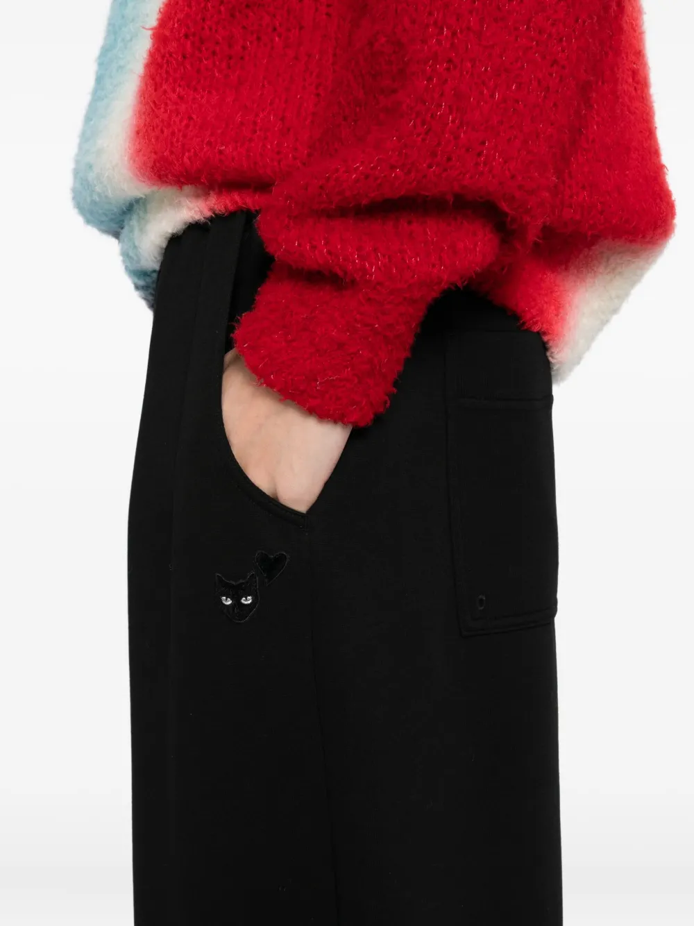 SONGZIO Broek met geborduurde panter Zwart