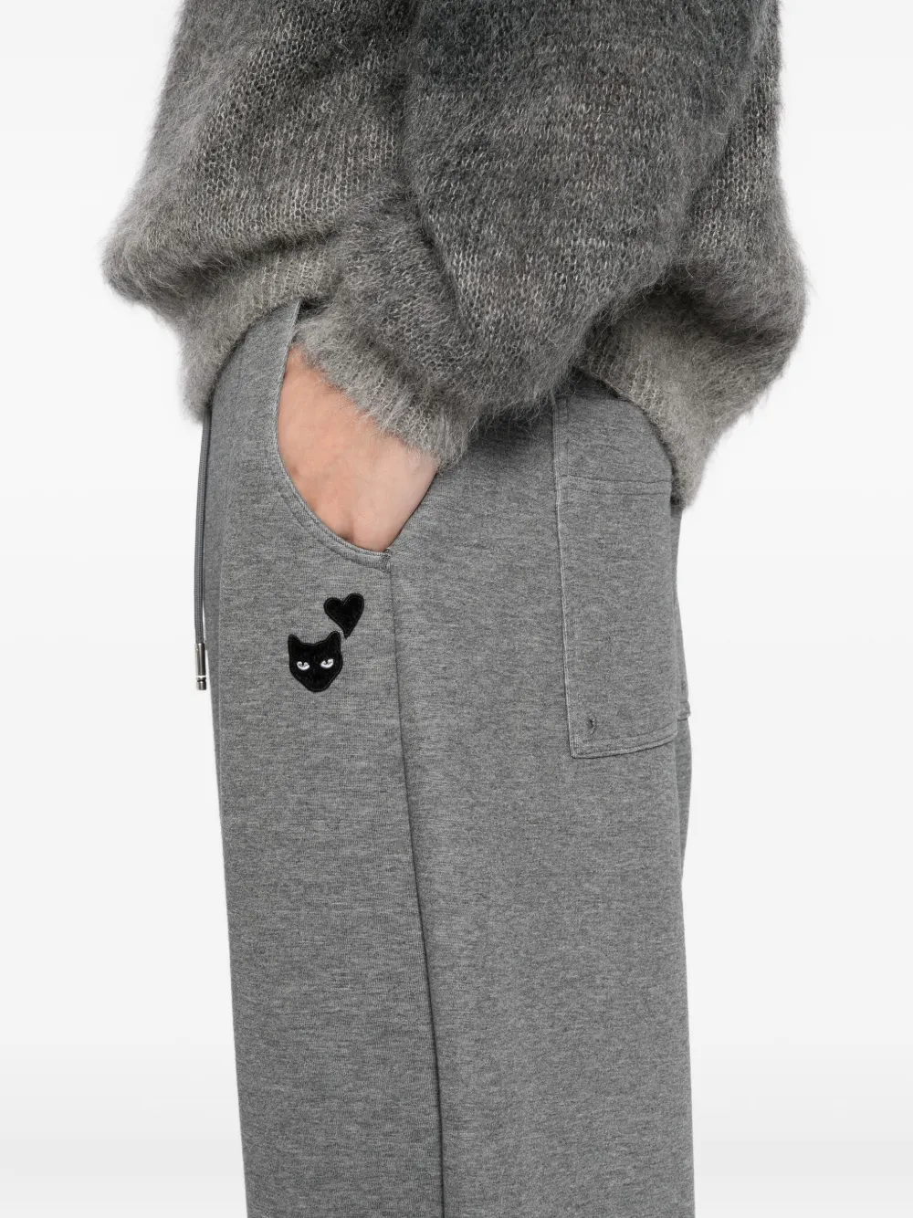 SONGZIO Broek met geborduurde panter Grijs