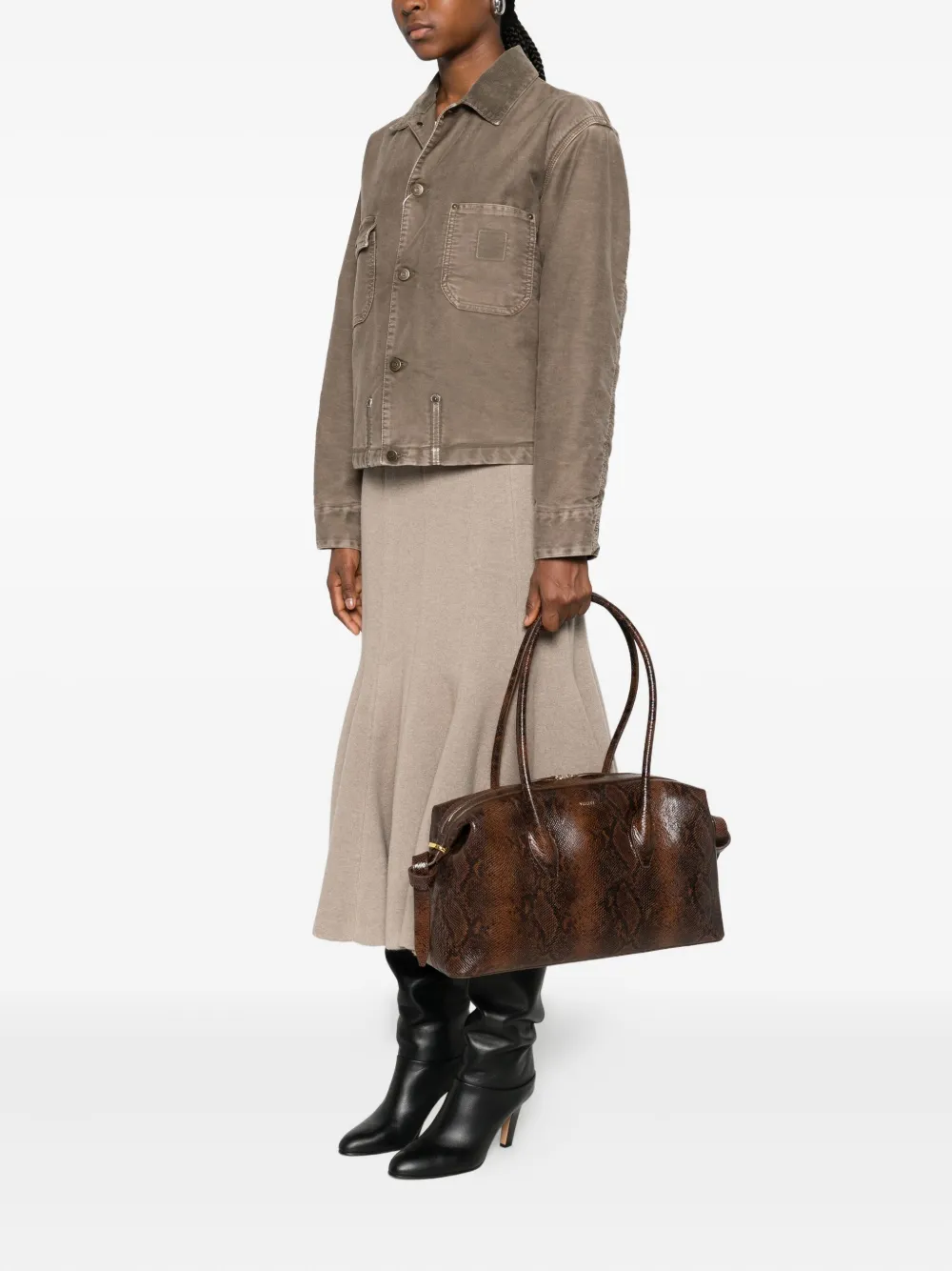 Yuzefi Brioche leather shoulder bag - Bruin