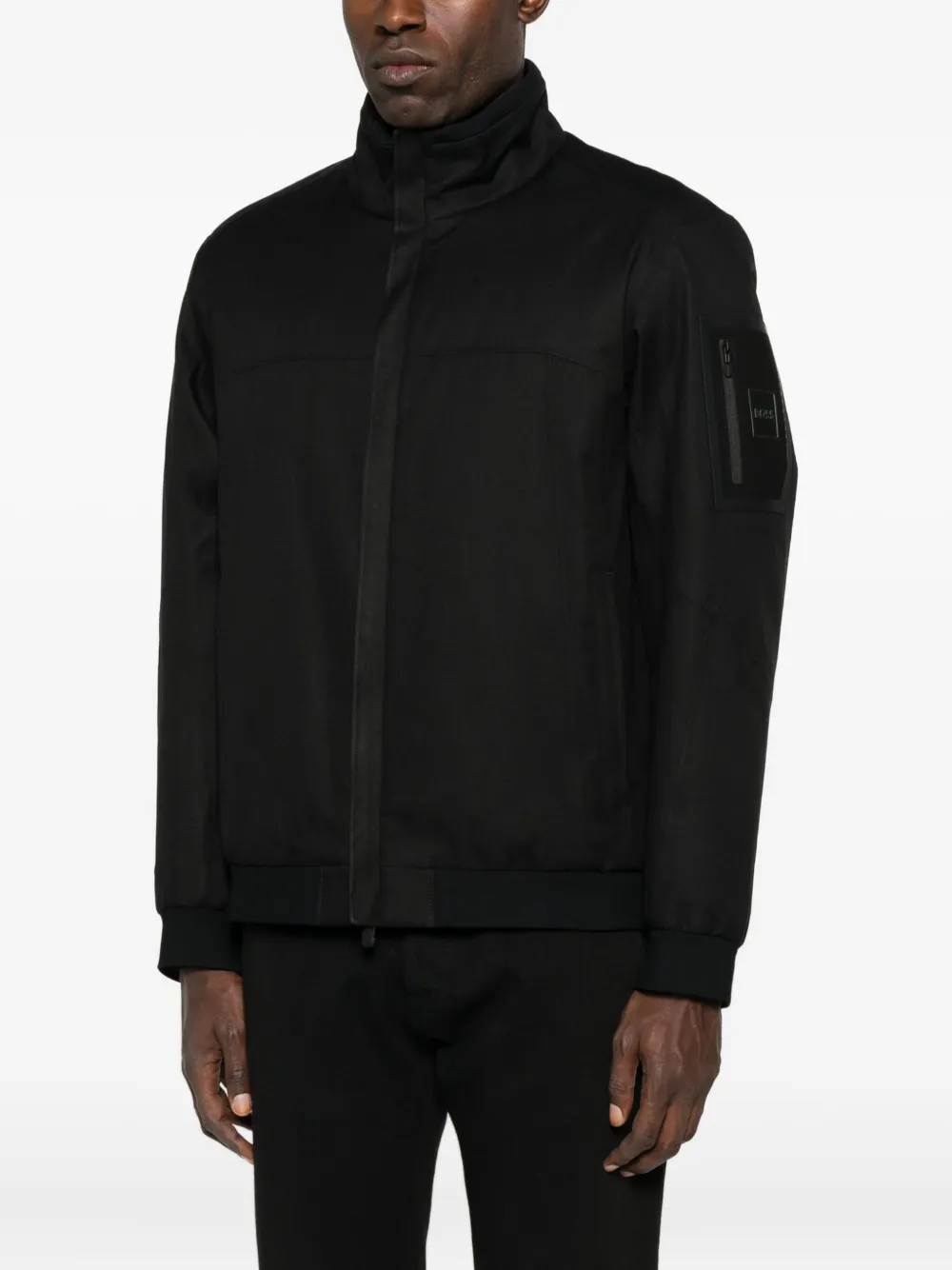 Hugo Boss Zip-fastening Bomber Jacket In Black