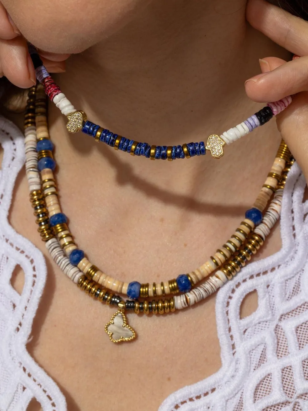 Hijas De Puka Sahara Hamsas Necklace In Multi