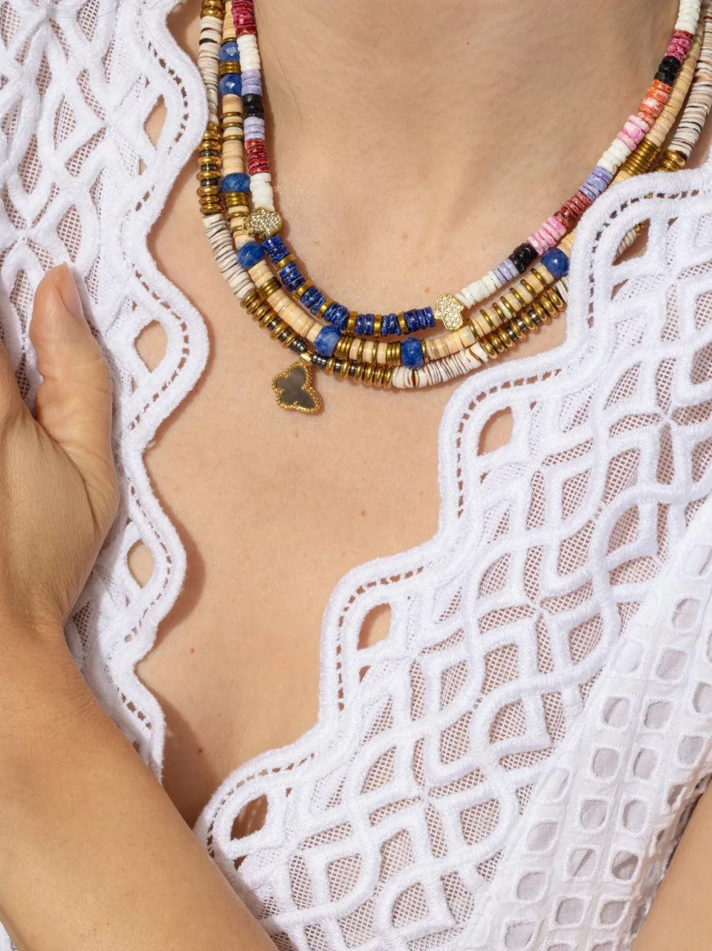 Hijas De Puka Sahara Hamsas Necklace In Multi