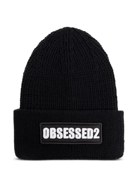 DSQUARED2 embroidered ribbed-knit beanie