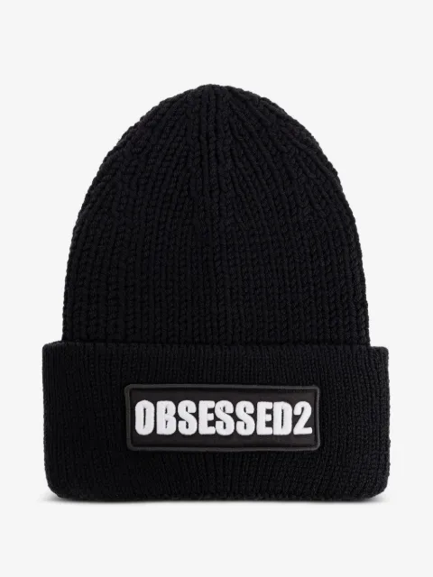 DSQUARED2 gorro tejido de canalé con logo