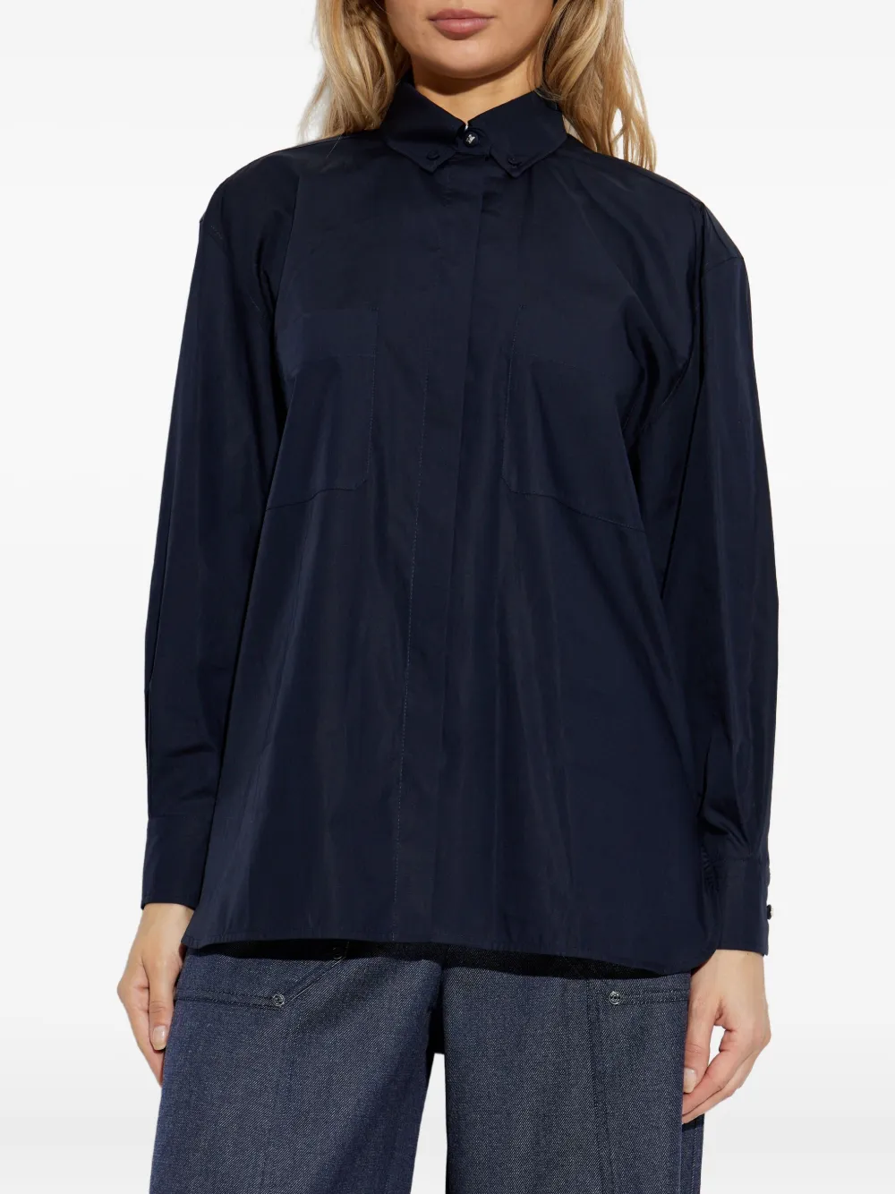  Max Mara Camisa Mozart Con Bolsillo - Azul 