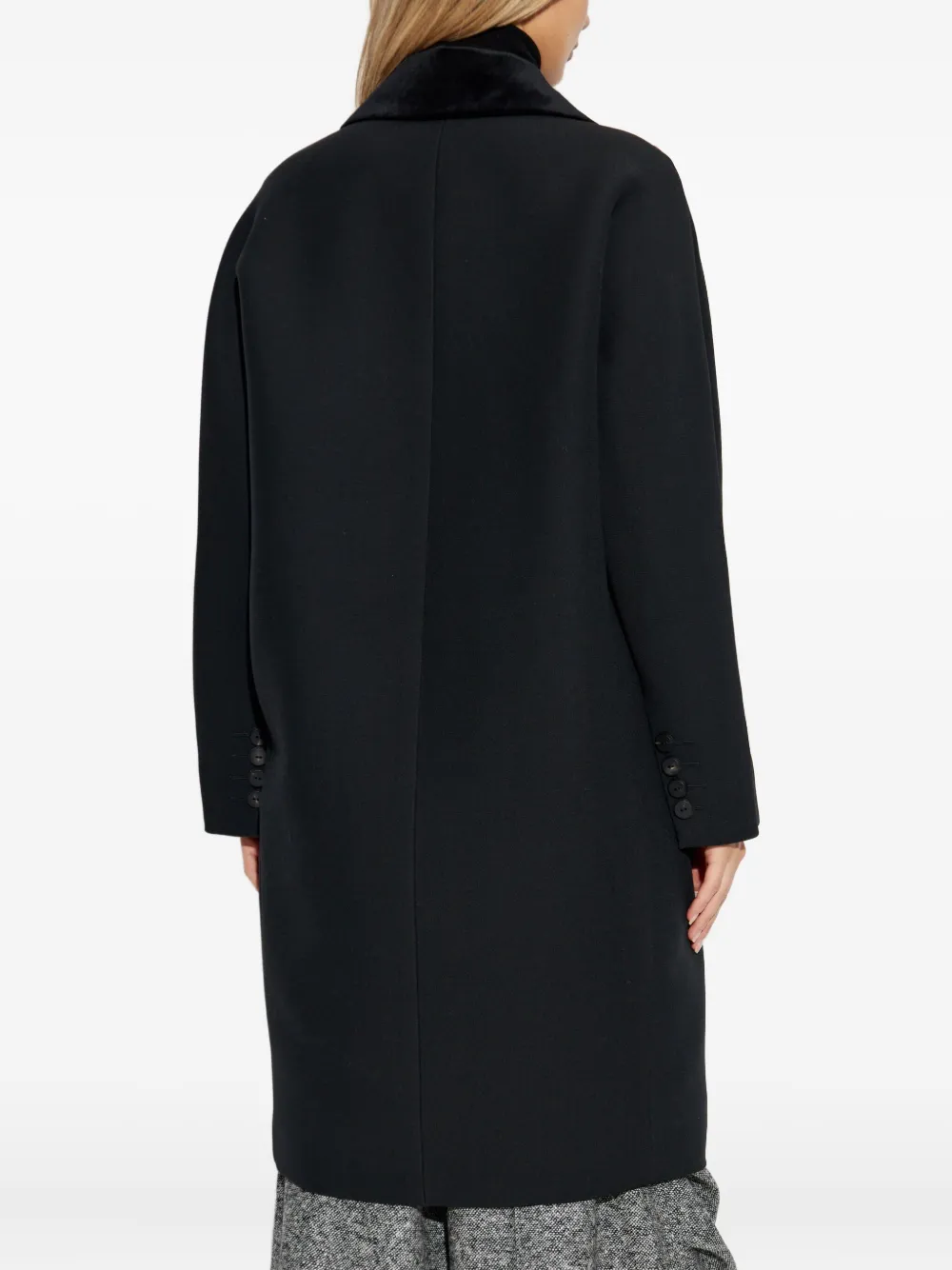 Max Mara Mammola Velvet-collar Coat In Black