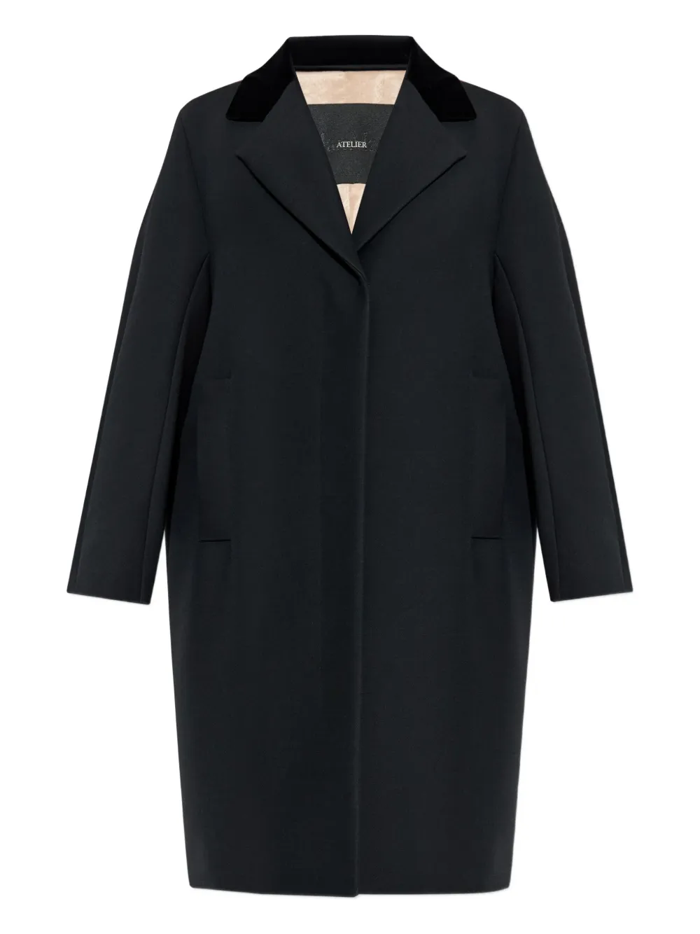 Max Mara Mammola Velvet-collar Coat In Black