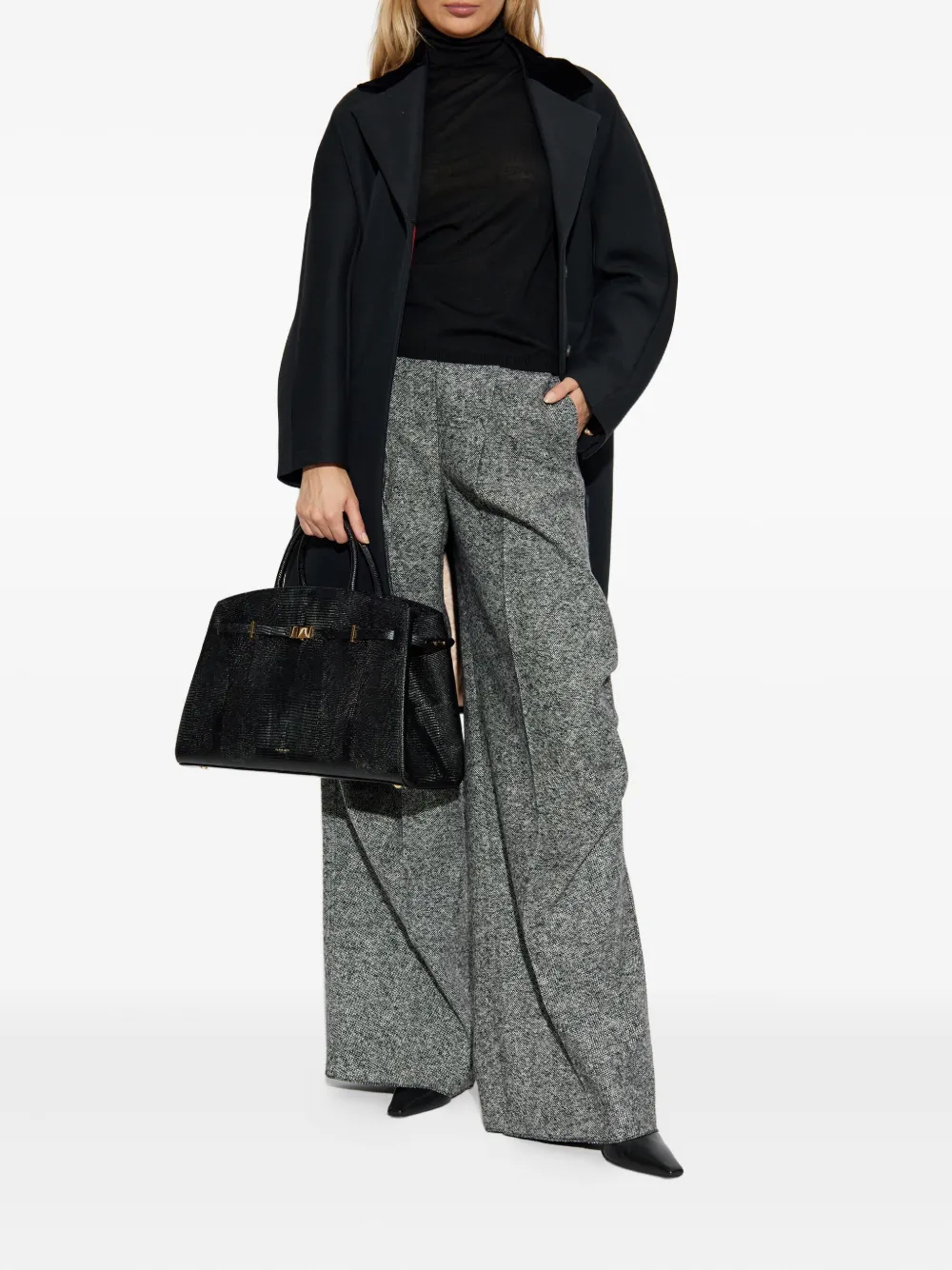 Max Mara Mammola Velvet-collar Coat In Black