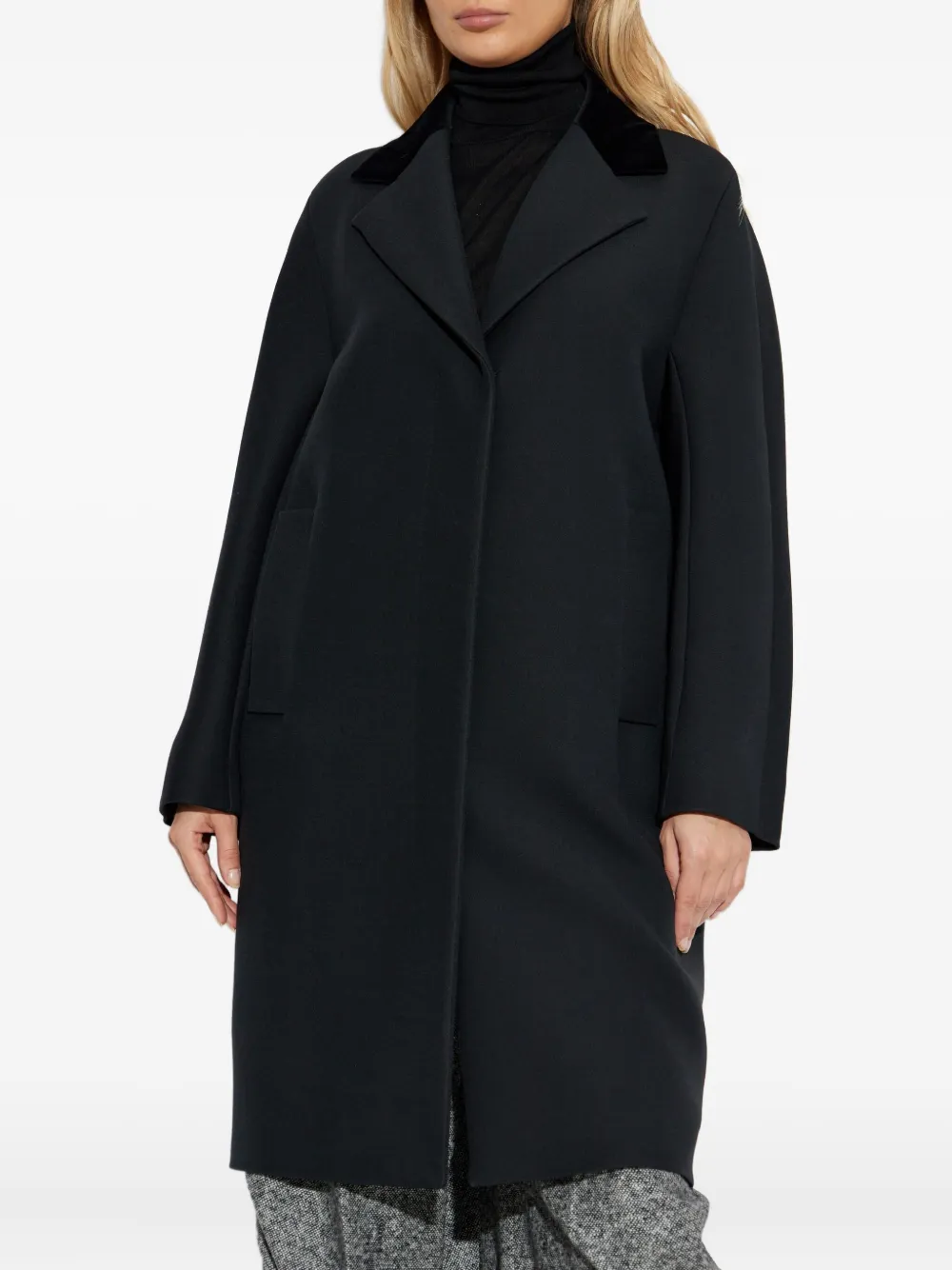 Max Mara Mammola Velvet-collar Coat In Black