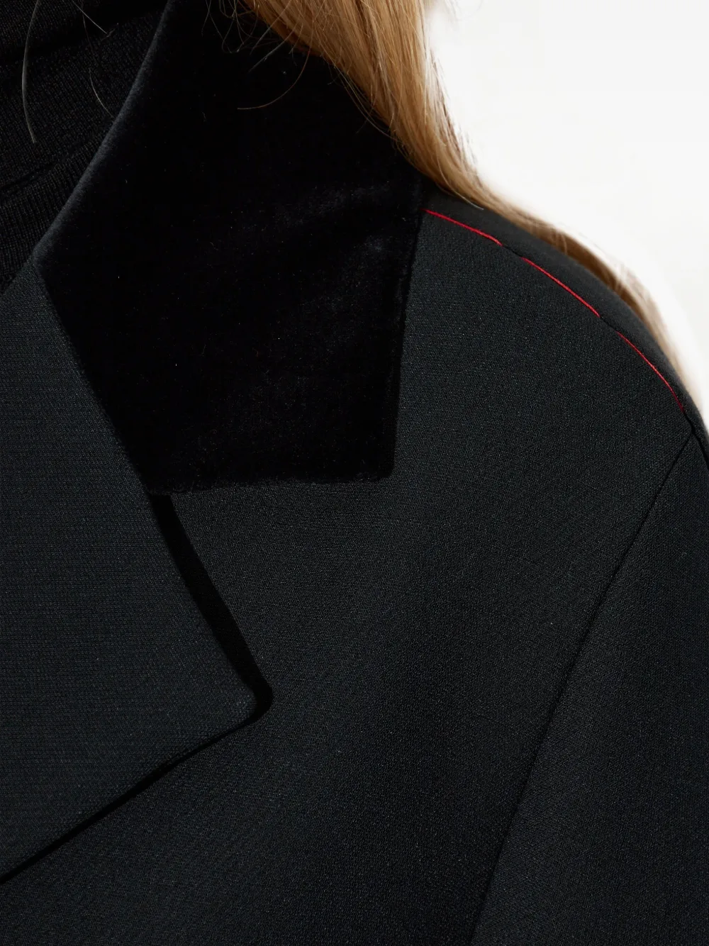 Max Mara Mammola Velvet-collar Coat In Black