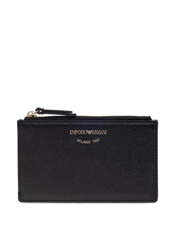 Emporio Armani Logo-stamp Leather Wallet in Black
