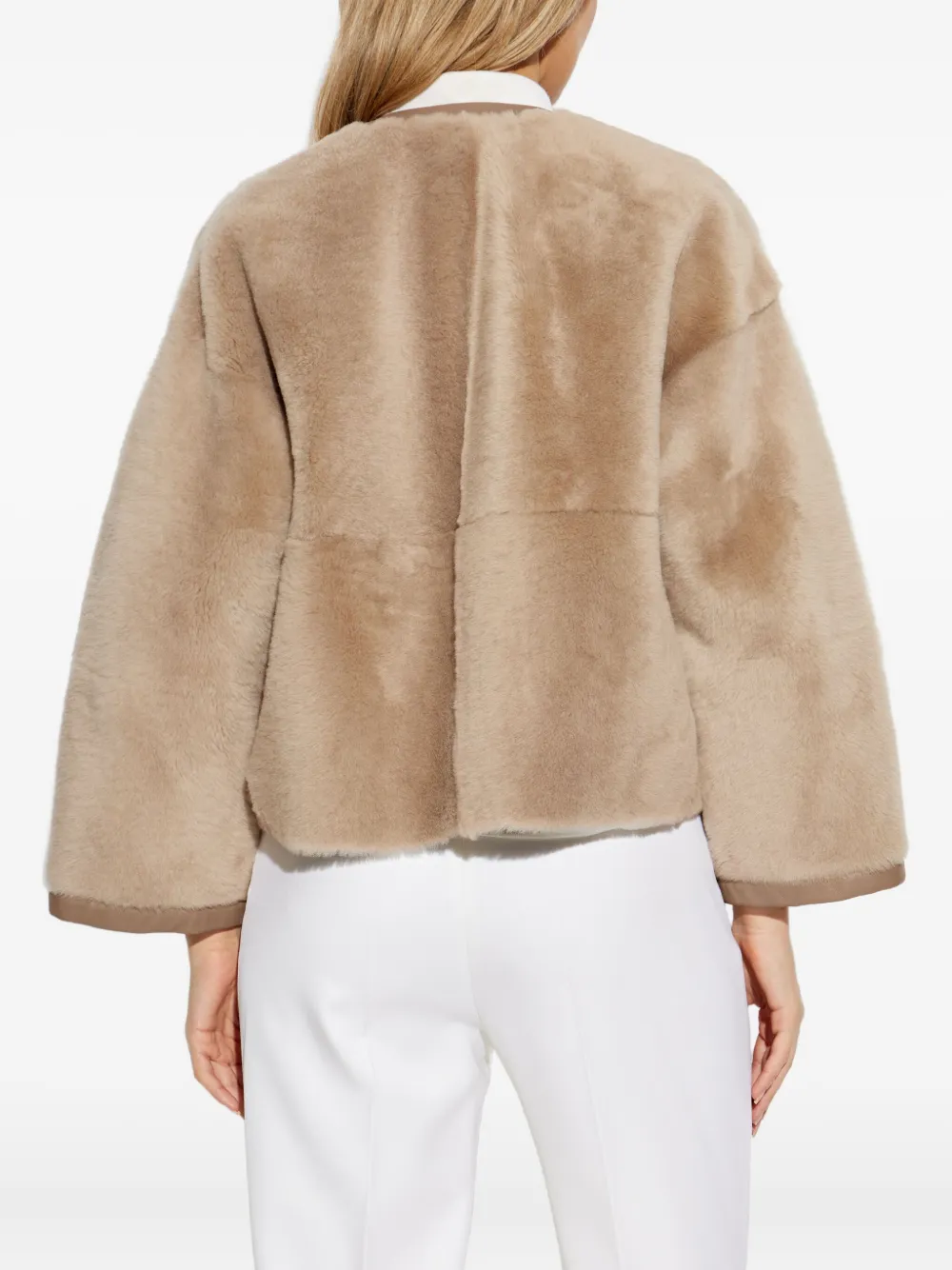 Max Mara Sheepskin Knitwear Coat In Multi