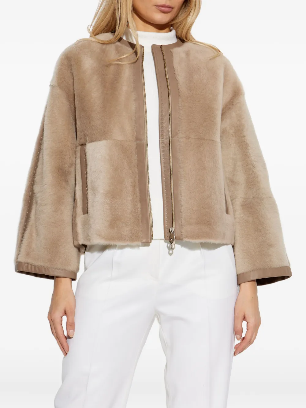 Max Mara Sheepskin Knitwear Coat In Multi