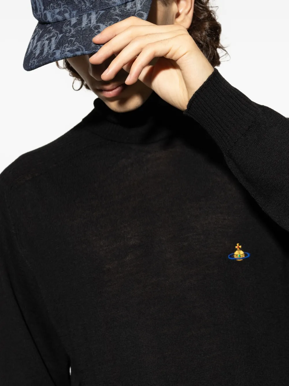 Vivienne Westwood Denim Monogram Baseball Cap In Multi