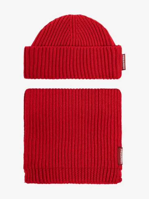 DSQUARED2 ribbed beanie and scarf set