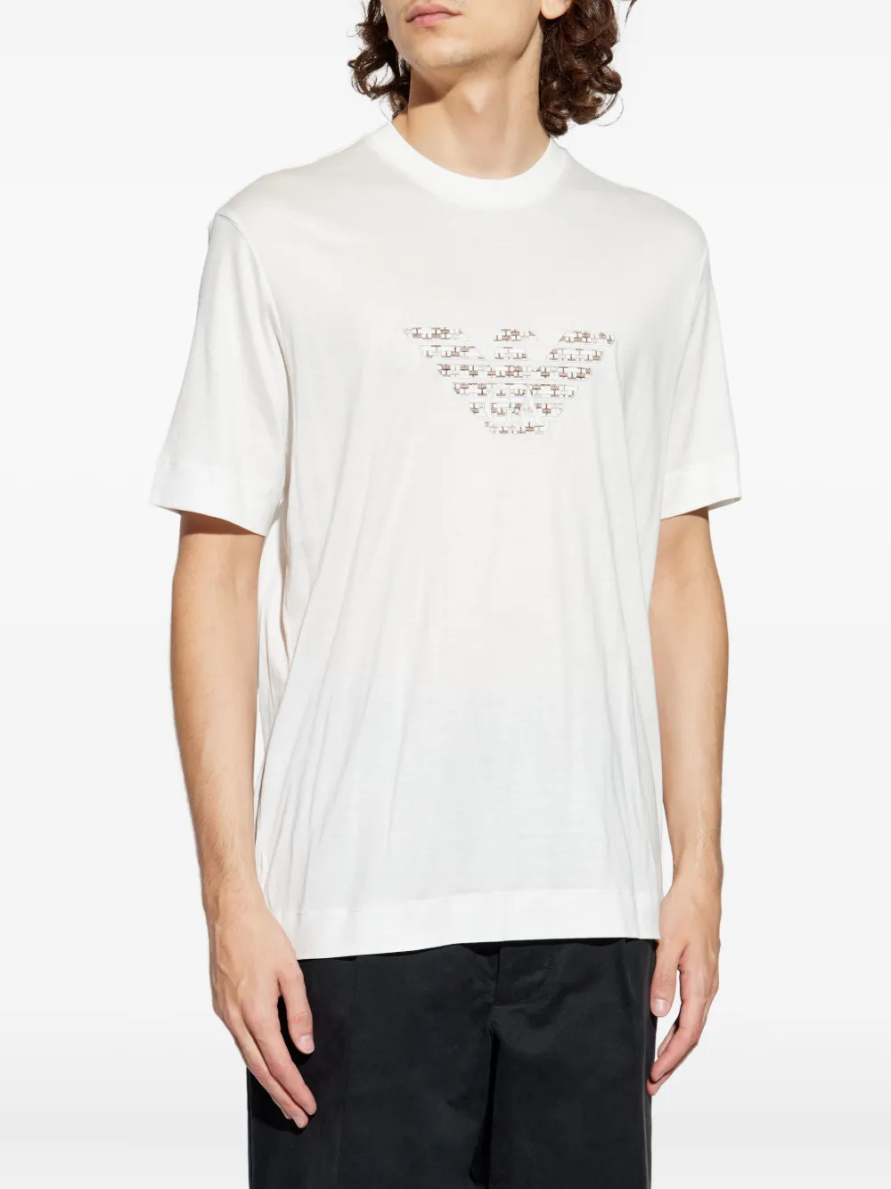 Emporio Armani T-shirt met geborduurd logo Wit