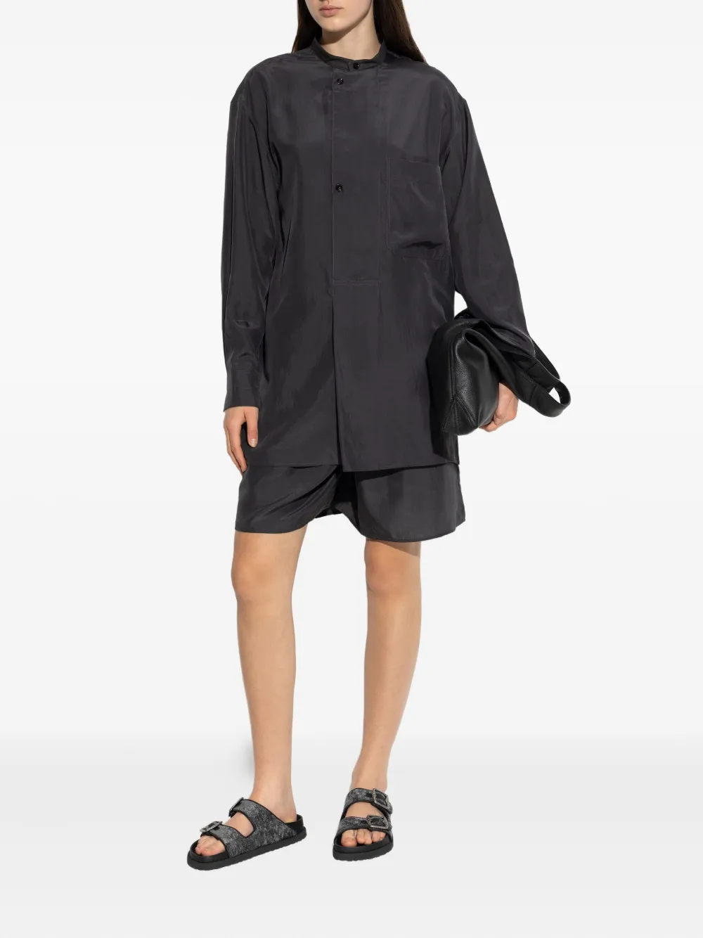 LEMAIRE Blouse met zak en knoop - Zwart
