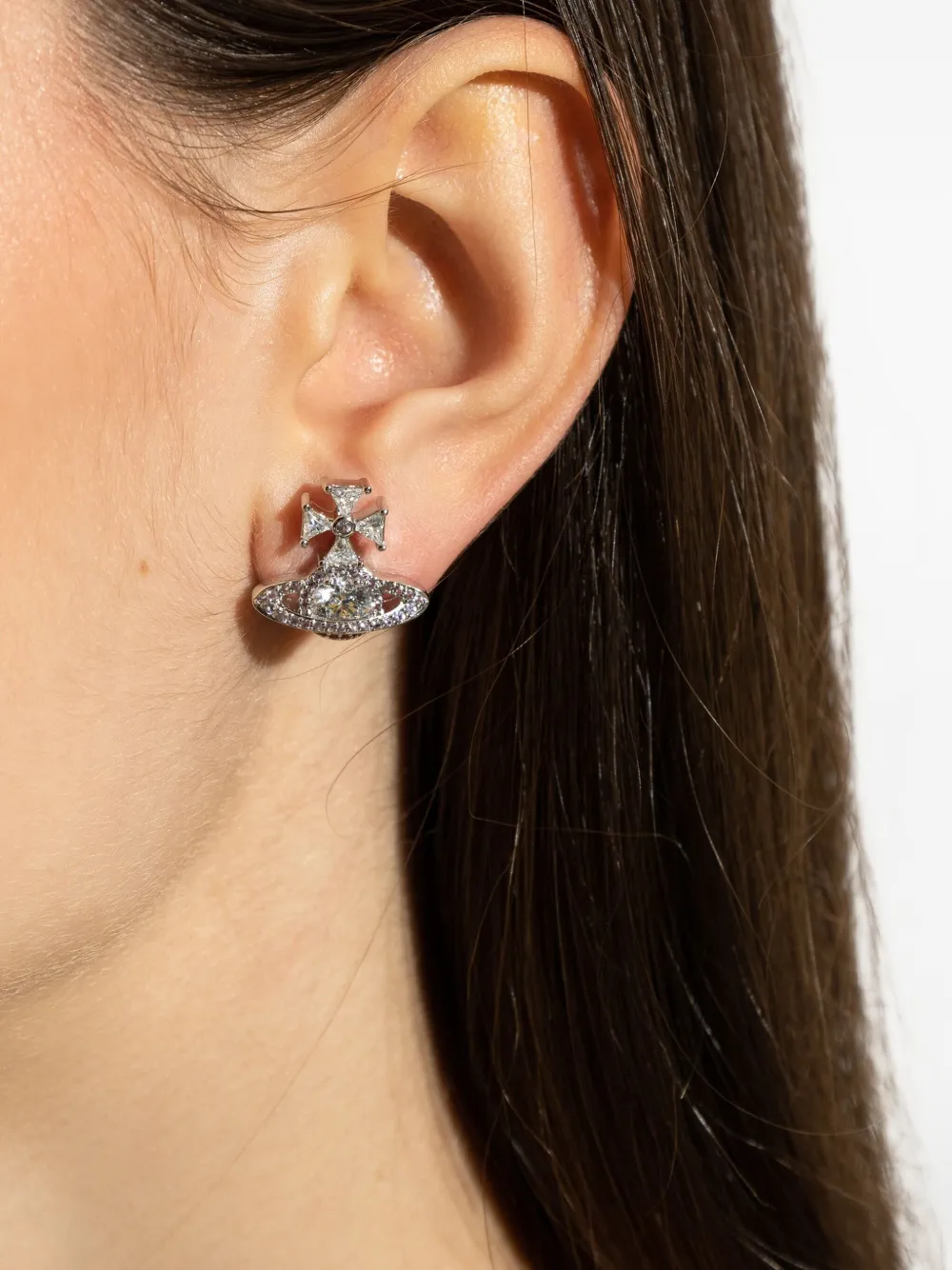 Vivienne Westwood Orb cross earrings - Zilver