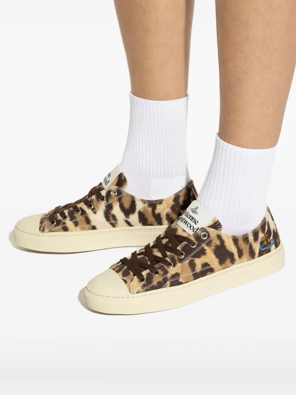 Vivienne Westwood Animal-print Lace-up Sneakers In Brown